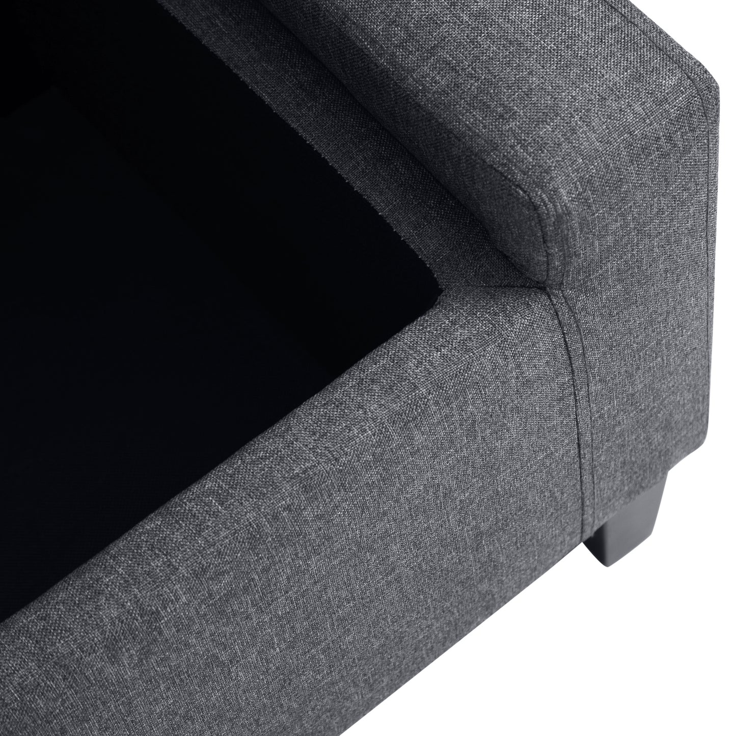 HOMCOM Storage Ottoman Bench Linen-Touch Fabric Tufted Chest Footstool with Flipping Top, Beige