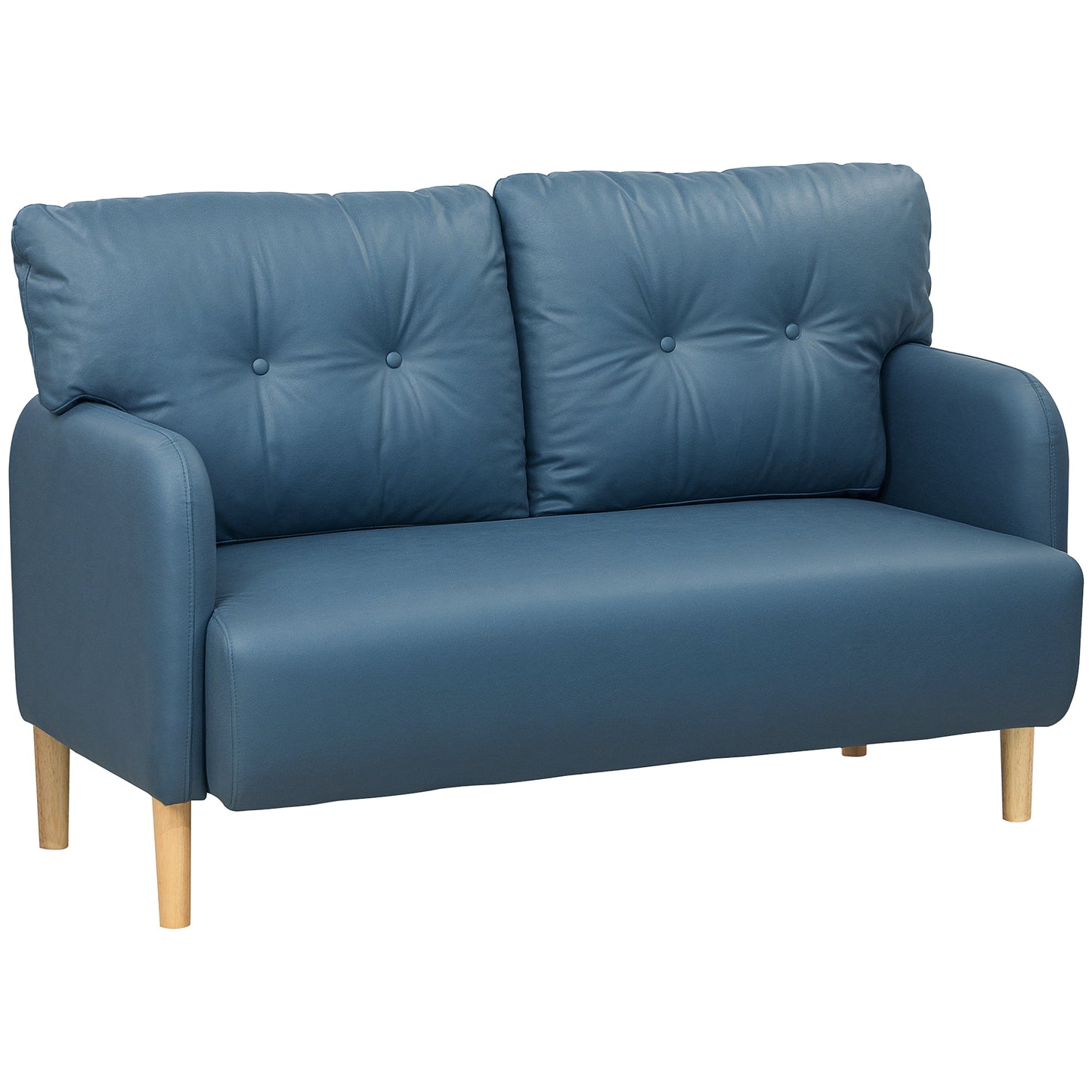HOMCOM 58" 2 Seat Sofa, Modern Love Seats Furniture, Upholstered 2 Seater Couch, Solid Wood Frame, Beige