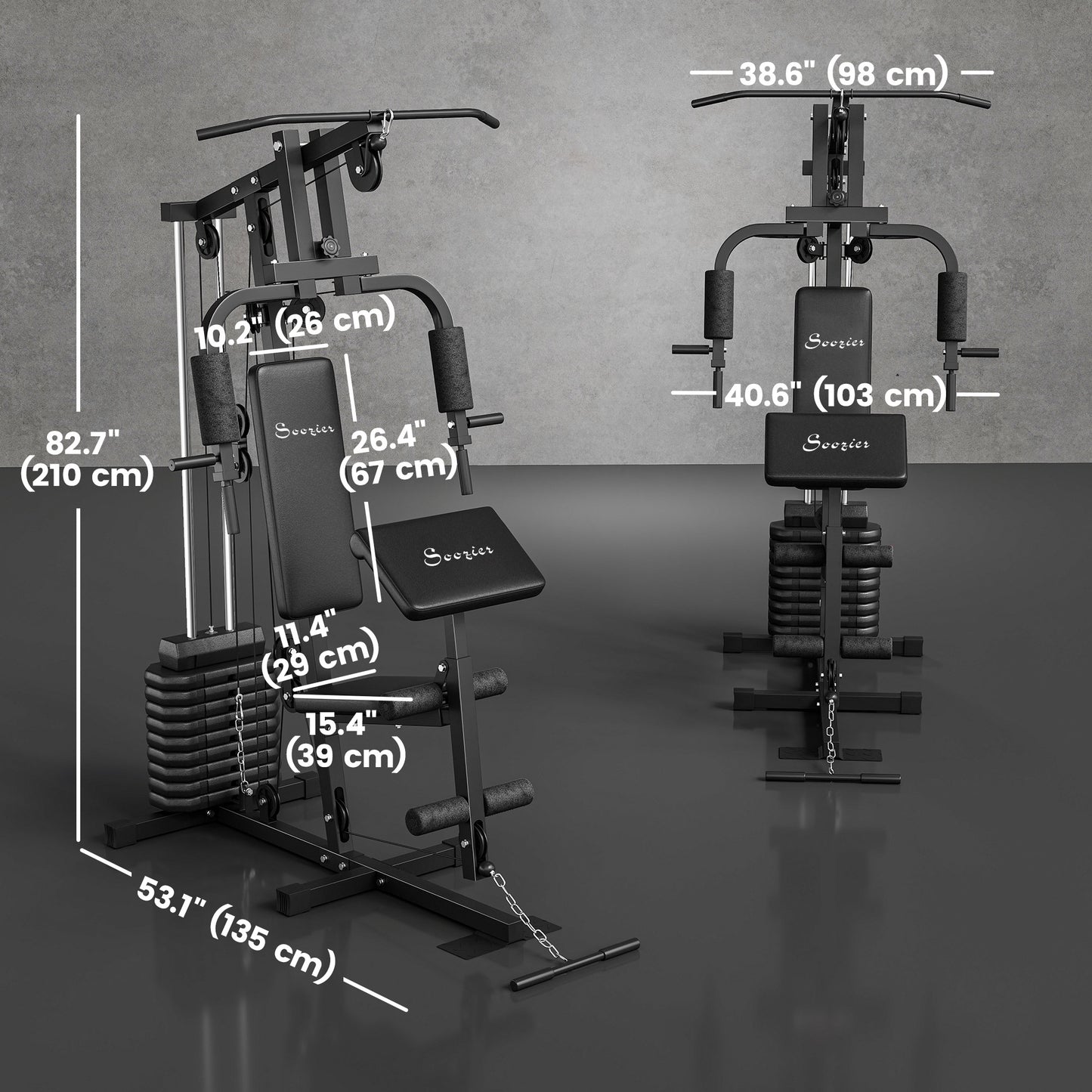 Soozier Multi-Exercise Home Gym Station with 99lbs Weight Stack, for Full Body Workout