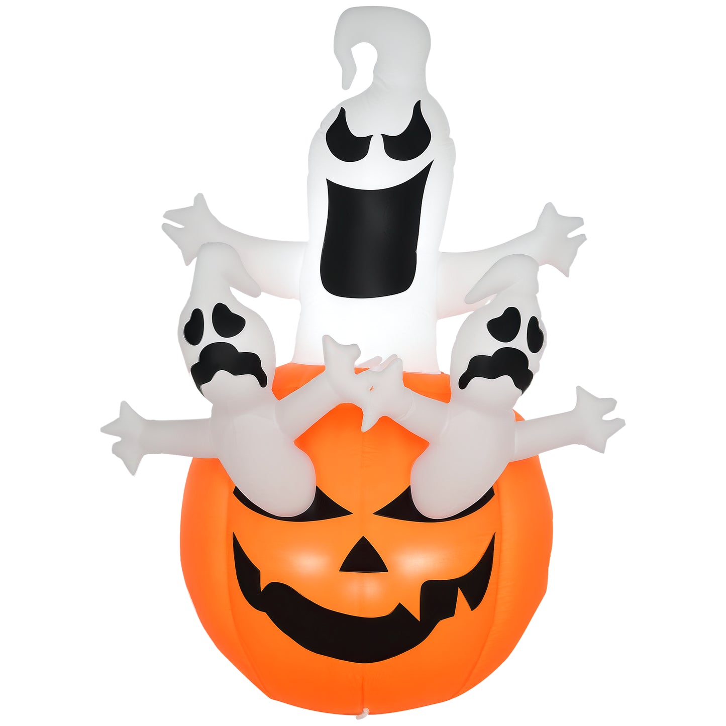 HOMCOM Inflatable Halloween Decoration Haunted Tree with Owl/Ghost/Pumpkins, Blow-Up Outdoor LED Display for Lawn, Garden, Party