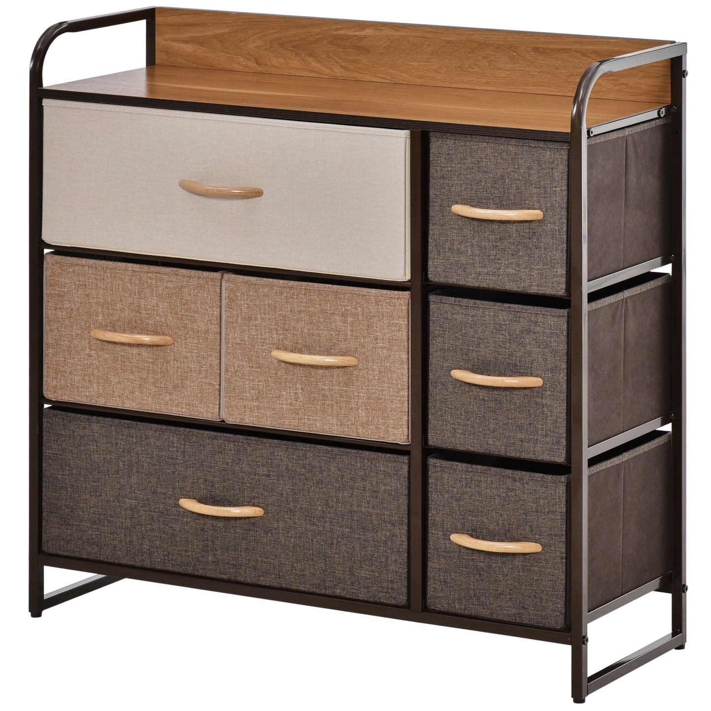 HOMCOM 7-Bin Dresser Storage Tower Cabinet Organizer Unit, Easy Pull Fabric Bins with Metal Frame for Bedroom