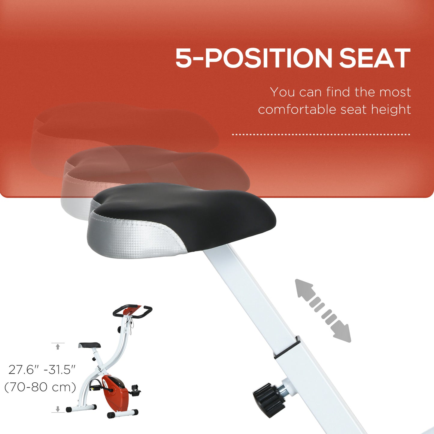 Soozier Foldable & Quiet Exercise Bike with 8-Level Magnetic Resistance, Pulse Sensor, Wheels and LCD Monitor, Black