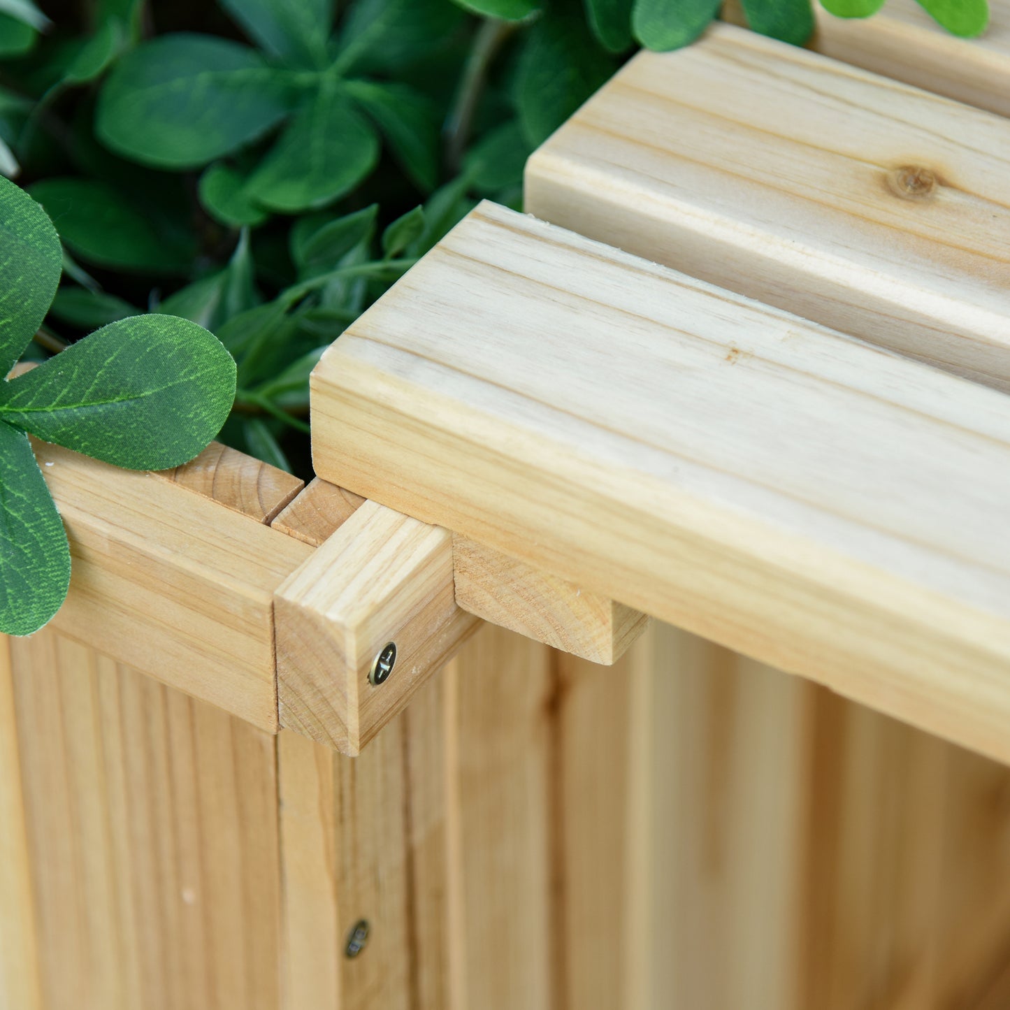 Outsunny Garden Planter with Raised Garden Bed Bench for Patio Park, 69.25" x 15" x 15.75", Natural