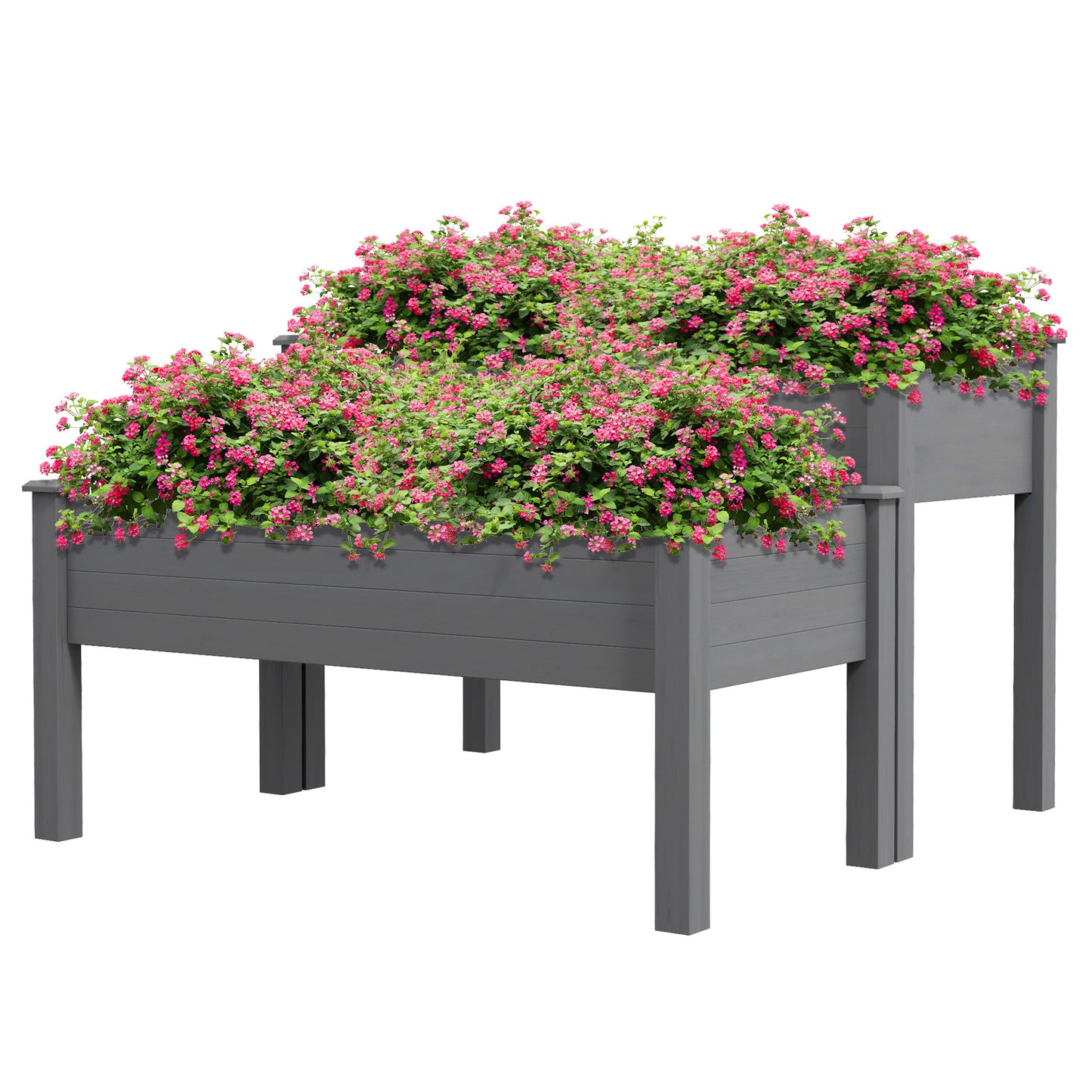 Outsunny 2 Tiers Wood Plant Raised Bed Flower Vegetable Herb Grow Box Stand Garden Step Planter Stand Free Combination Natural
