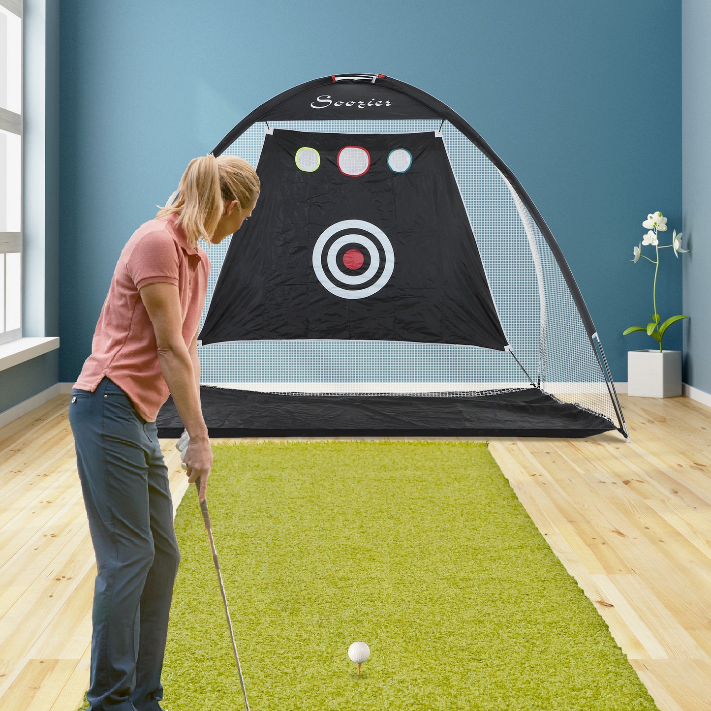 Soozier Golf Net, 10 x 6ft Golf Practice Net for Backyard Driving, Multi-Target Golf Hitting Net, Indoor, Outdoor