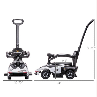 Aosom 3 in 1 Ride on Push Car for Toddlers, Licensed Kids Sliding Car with Safety Protection Footrest Horn, White