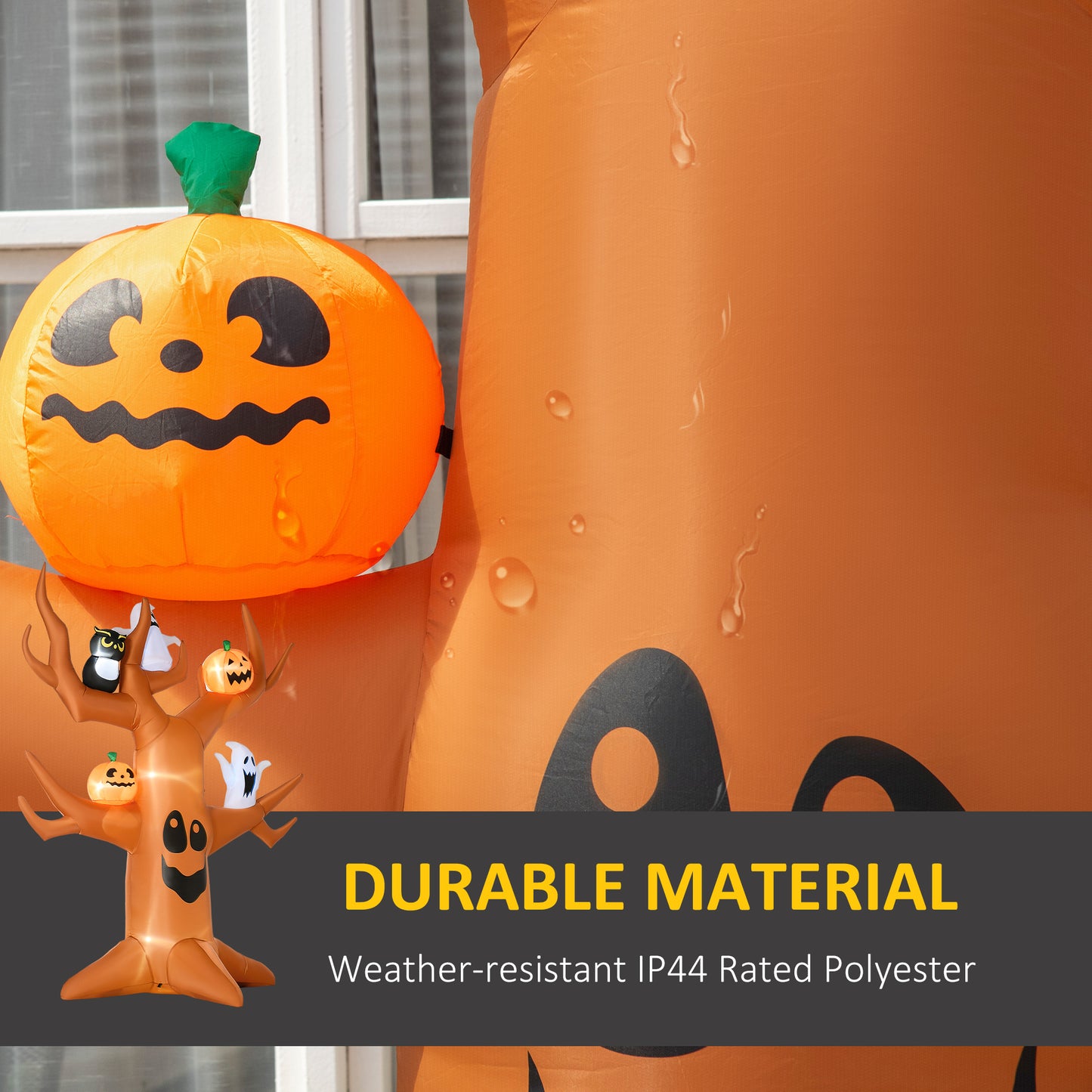 HOMCOM Inflatable Halloween Decoration Haunted Tree with Owl/Ghost/Pumpkins, Blow-Up Outdoor LED Display for Lawn, Garden, Party