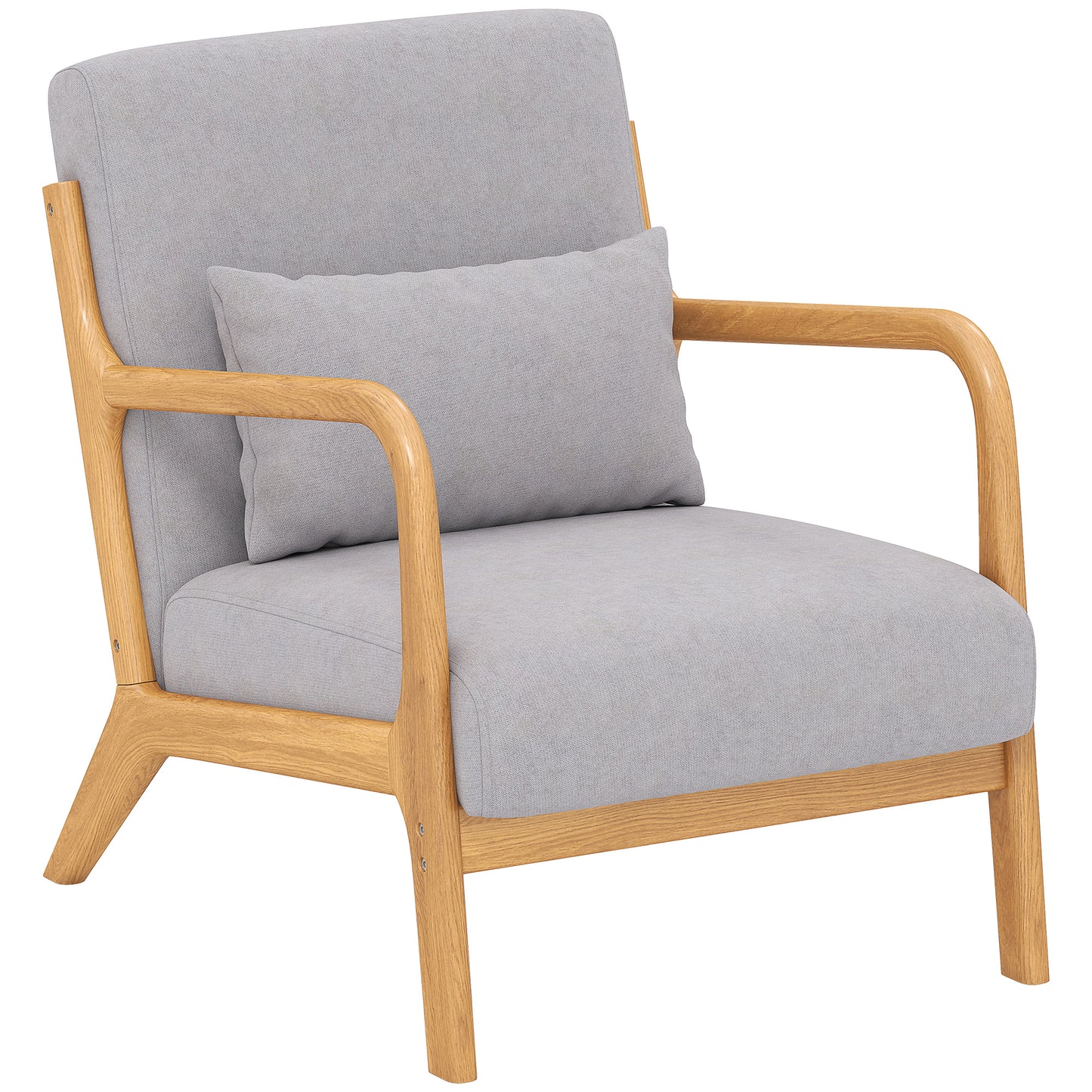 HOMCOM Armchair Upholstered Lounge Chair with Rubber Wood Frame Throw Pillows and Comfortable Cushion, White