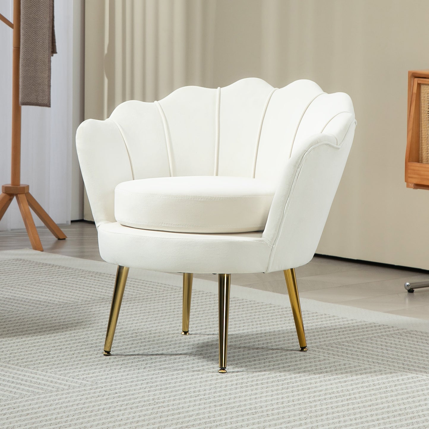 HOMCOM Modern Accent Chair, Velvet-Touch Fabric Leisure Club Chair with Gold Metal Legs for Bedroom, Blue