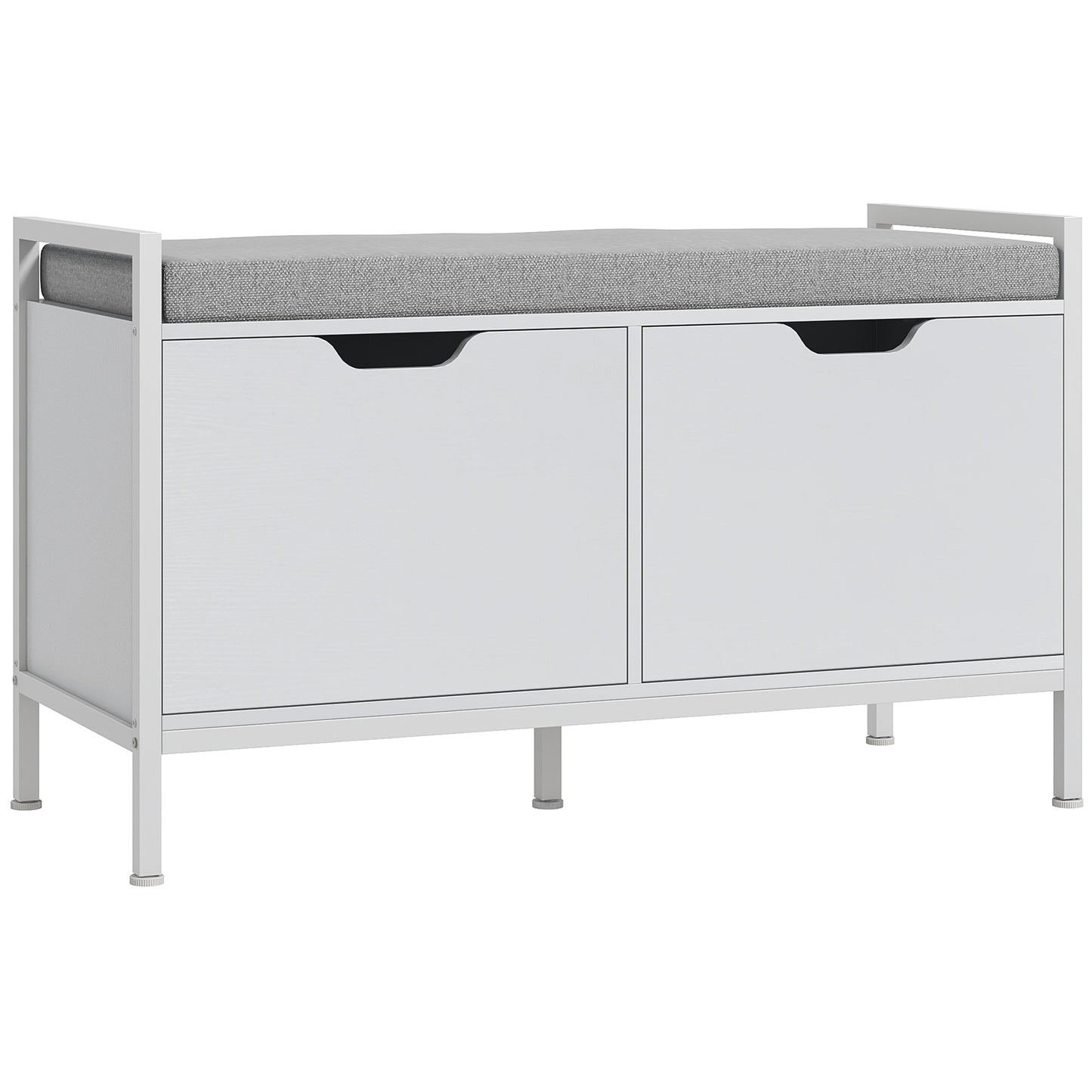 HOMCOM Shoe Storage Bench with Seat Cushion, Shoe Cabinet for Hallway, Entryway Bench, Supports 352lbs, White