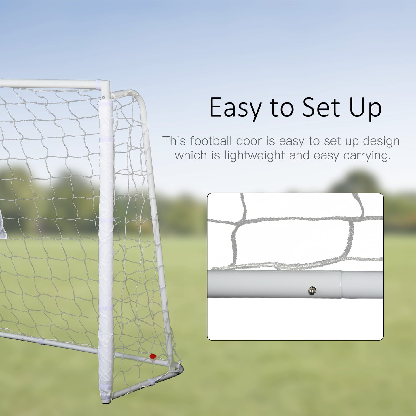 Soozier 6ft x 4ft Soccer Goal Net with Metal Frame, PE Mesh, Ground Stakes, Easy Assembly, Yellow