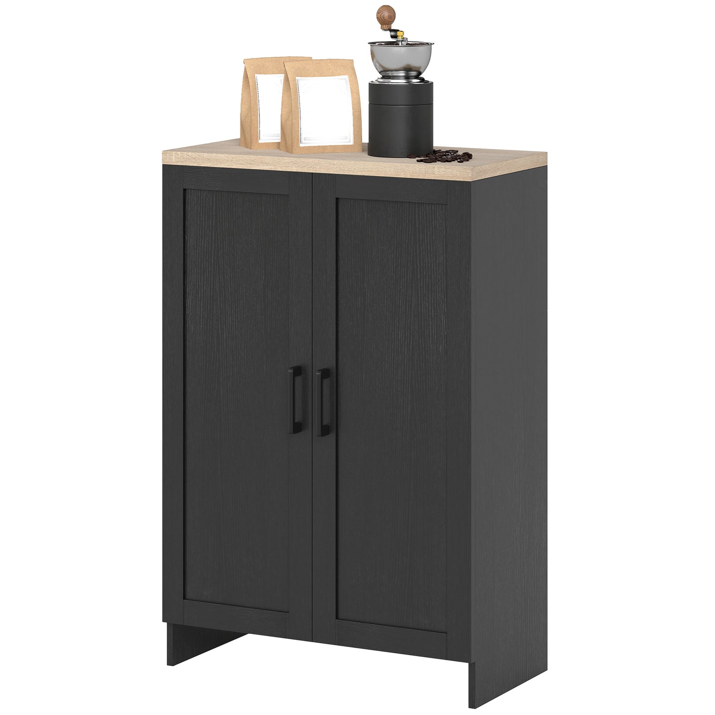 HOMCOM Modern Storage Cabinet with Doors and Adjustable Shelf for Kitchen, Living room, 23.6" x 11.8" x 35.4", White