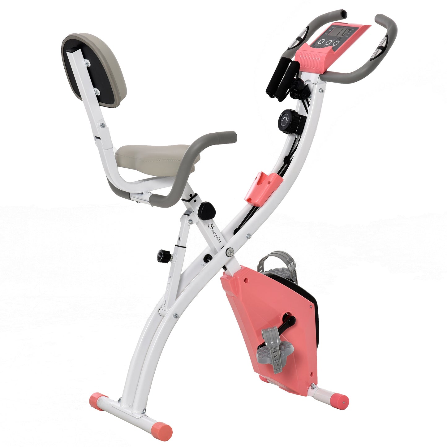 Soozier 3 in 1 Folding Exercise Bike, Foldable Stationary Bike with 8-Level Magnetic Resistance, Adjustable Seat, Black