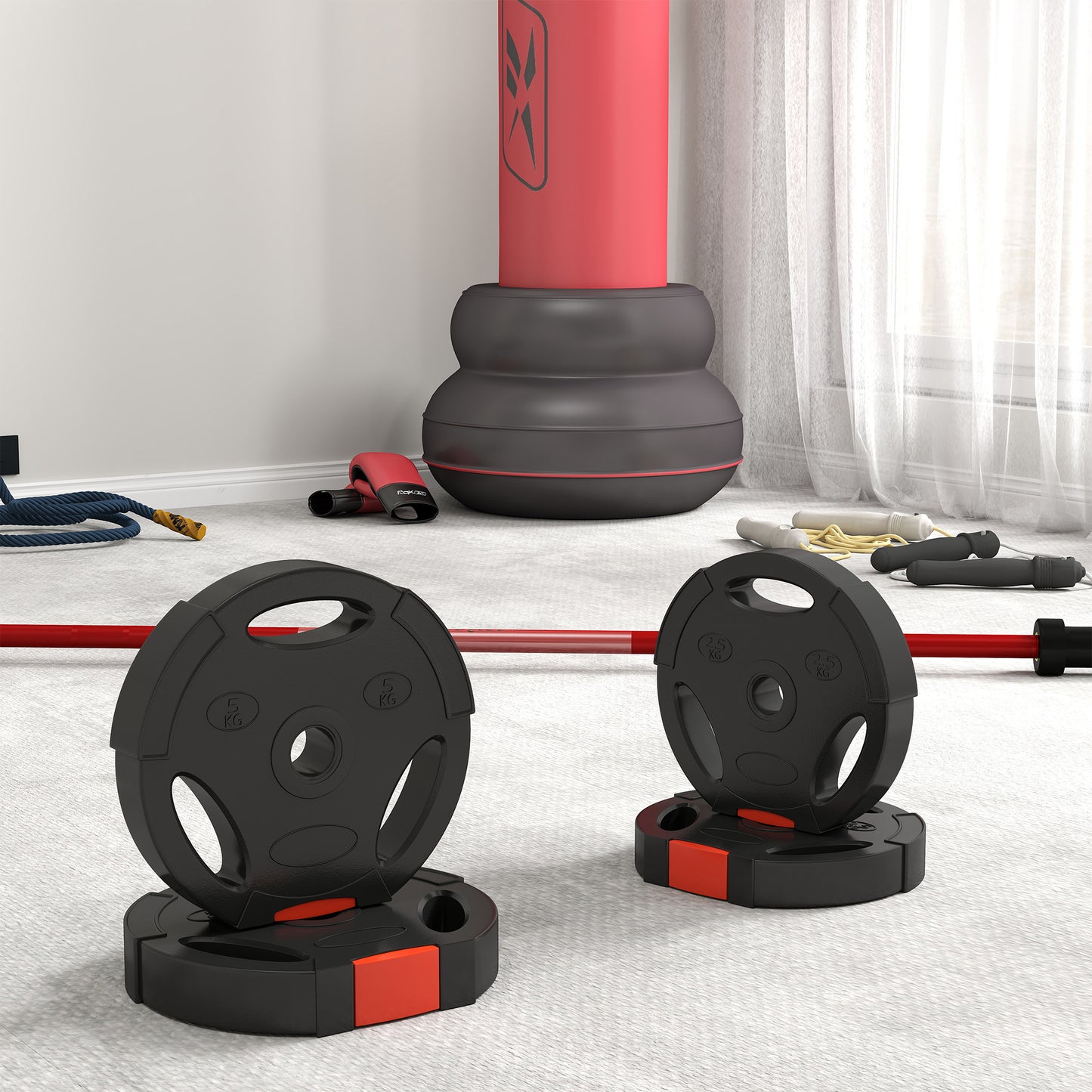 Soozier 1-Inch Weight Plates, Barbell Weights Set for Weightlifting and Strength Training, 2 x 22lbs + 2 x 11lbs