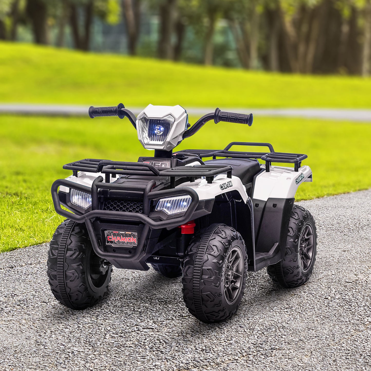 Aosom 12V Kids ATV Quad, 4 Wheeler Battery Powered Electric Vehicle with Music MP3, Headlights, High Low Speed, Treaded Tires, for Boys and Girls Ages 37-60 Months, Pink