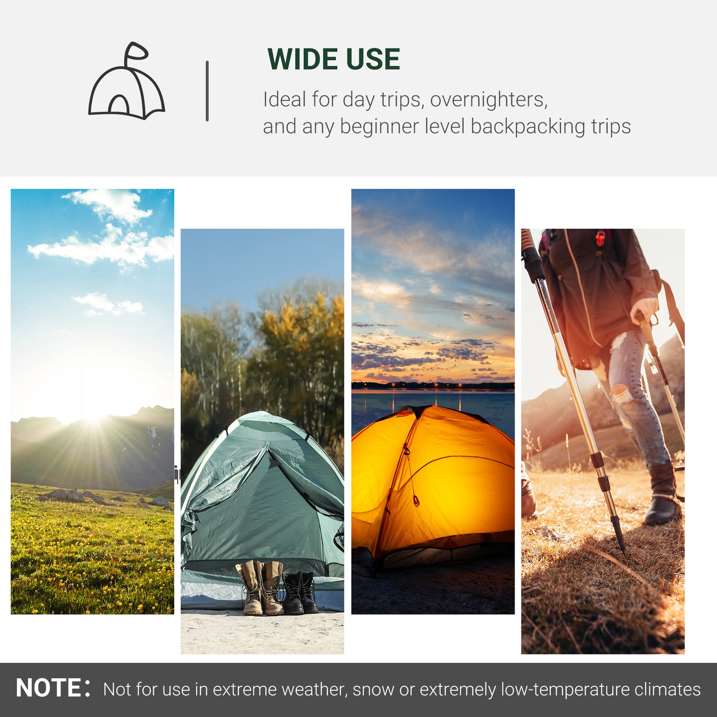 Outsunny Pop Up Camping Tent with Vestibule Waterproof Tent for 2-3 Person, Dark Green