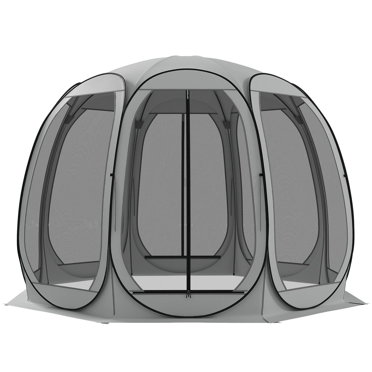 Outsunny 11' x 11.5' Screen Tent, Pop Up Camping Gazebo with Portable Carry Bag and 2 Doors, Cream White