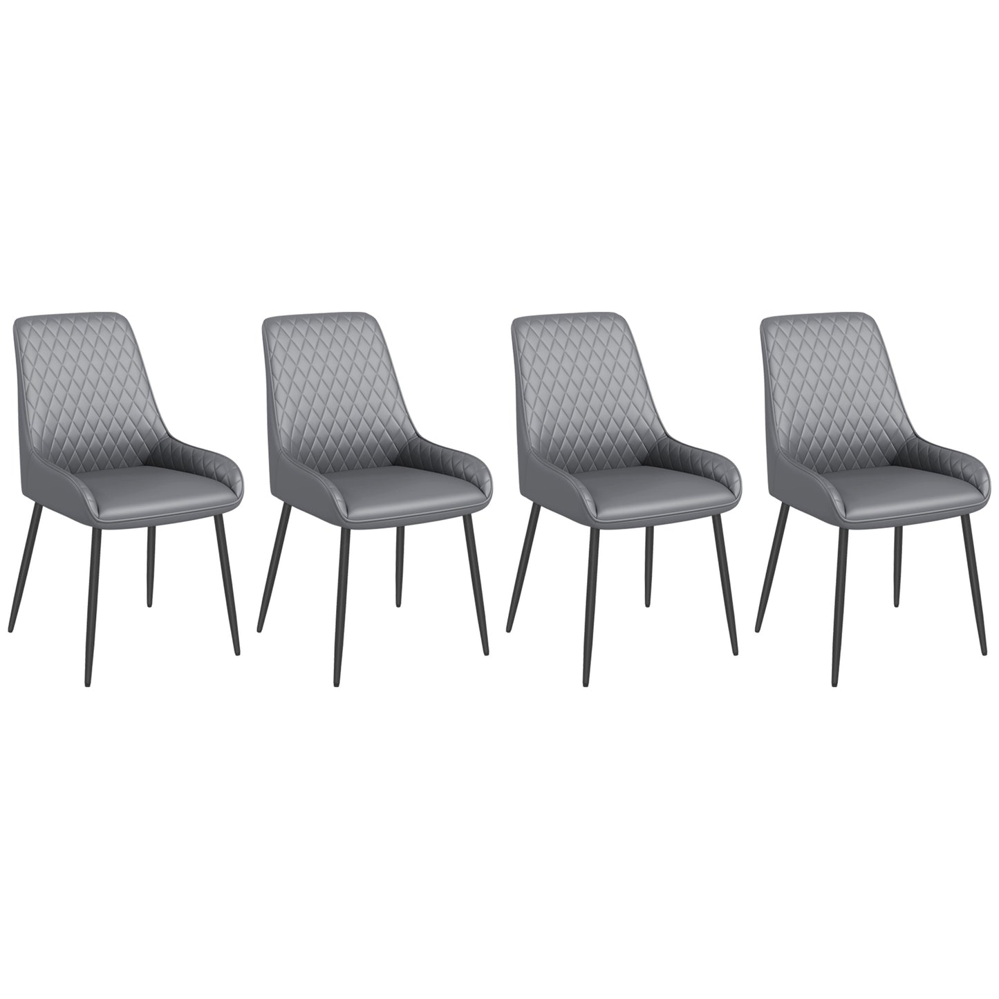HOMCOM Upholstered Kitchen Chairs, Modern Dining Chairs Set of 2 with Diamond Tufting and Steel Legs for Dining Room, Black