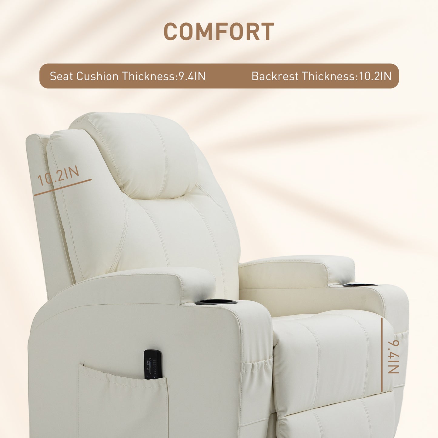 HOMCOM Massage Recliner Chair, Swivel Nursery Rocker Chair, Manual Reclining Sofa with 8 Vibration Points, PU Leather, Cup Holders, Side Pockets, for Living Room, Black