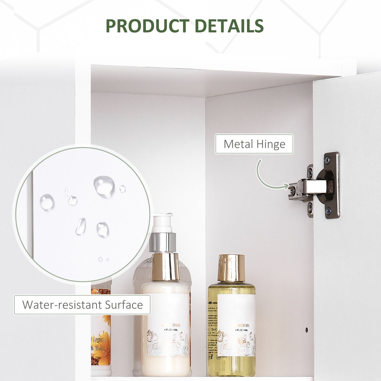 HOMCOM Tall Bathroom Vanities, Narrow Bathroom Cabinets with 2 Doors, Open Compartment and Adjustable Shelves, White
