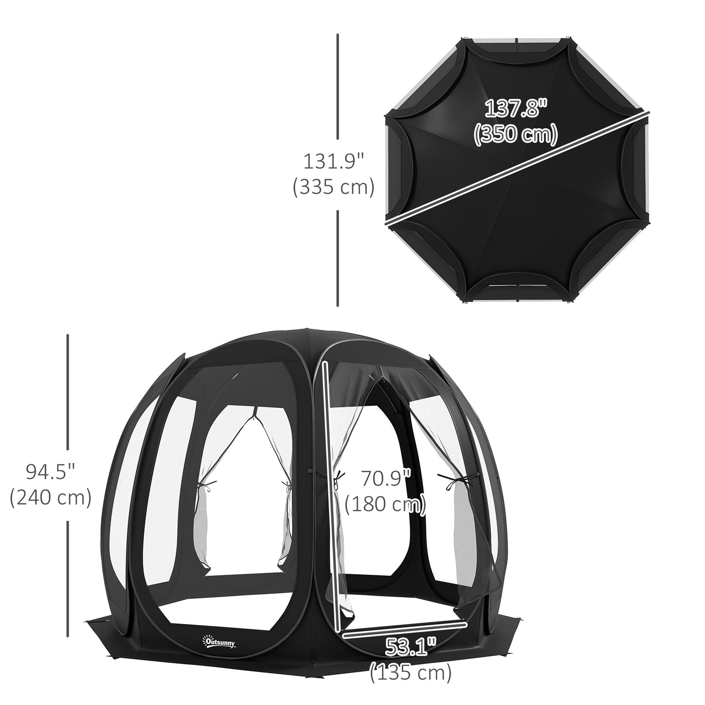 Outsunny 11' x 11.5' Screen Tent, Pop Up Camping Gazebo with Portable Carry Bag and 2 Doors, Cream White