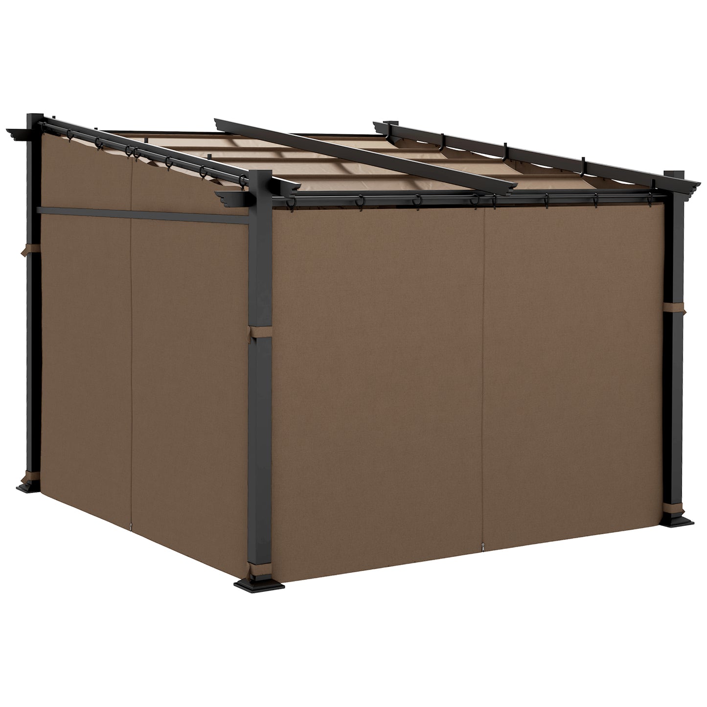 Outsunny Metal Pergola with Sliding Roof Canopy, Retractable Pergola Canopy, 10' x 10', Dark Grey
