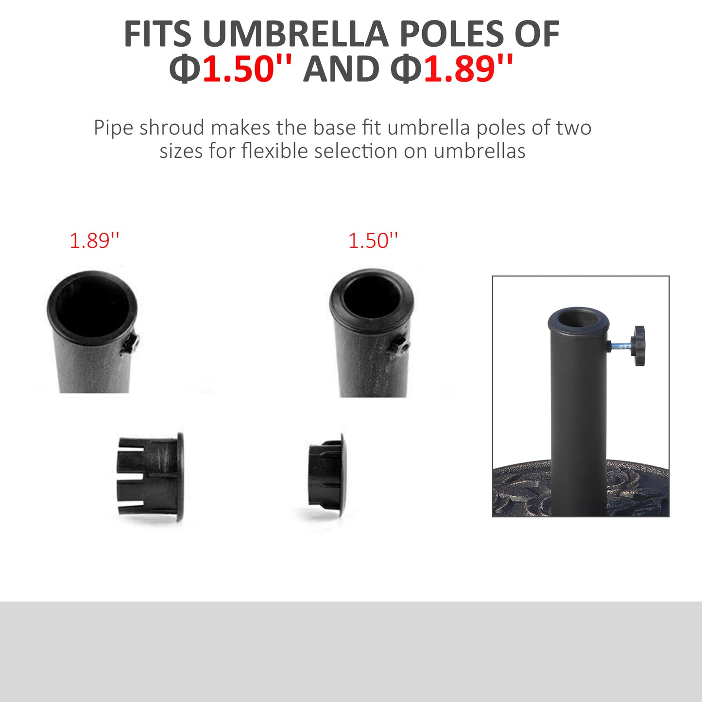 Outsunny 18� Round Patio Umbrella Base Outdoor Decorative Cast Stone Resin Parasol Stand Market Garden Umbrella Holder, Bronze