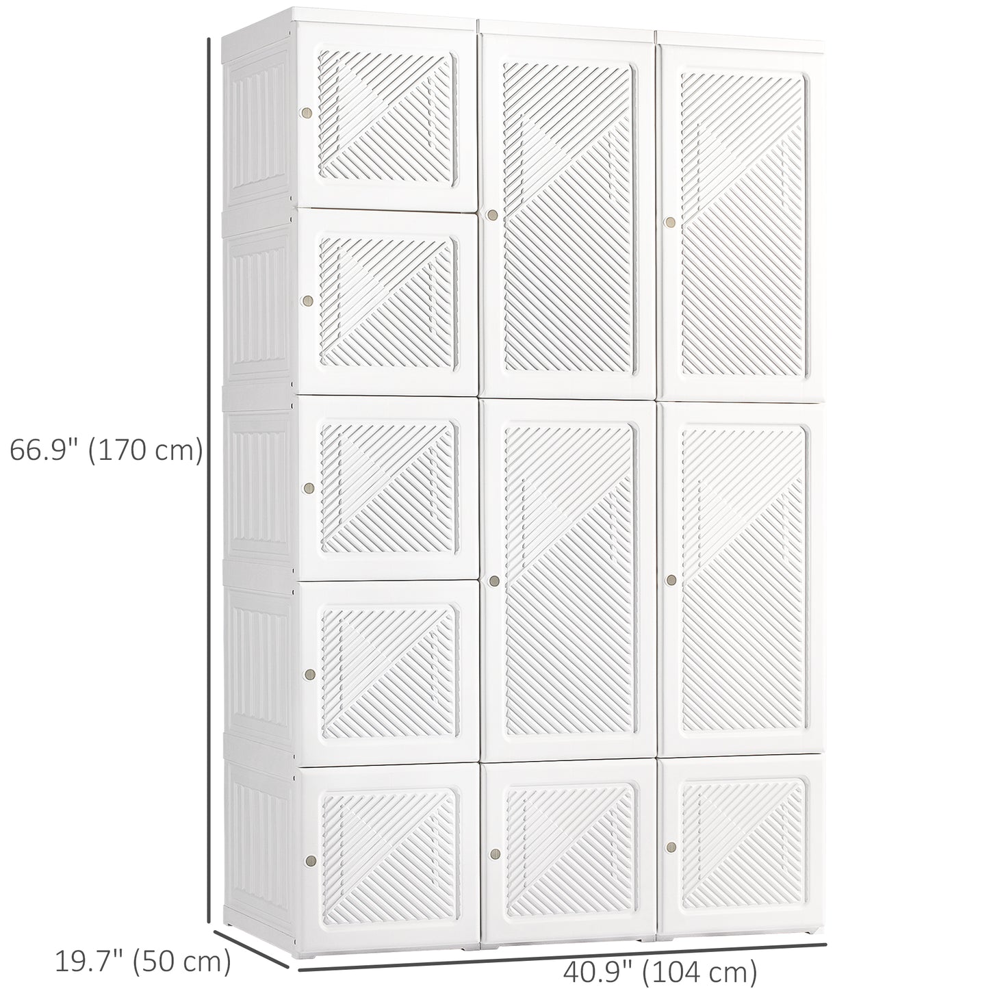 HOMCOM Portable Wardrobe Closet, Folding Bedroom Wardrobe, Clothes Storage Organizer with 8 Cube Compartments, White