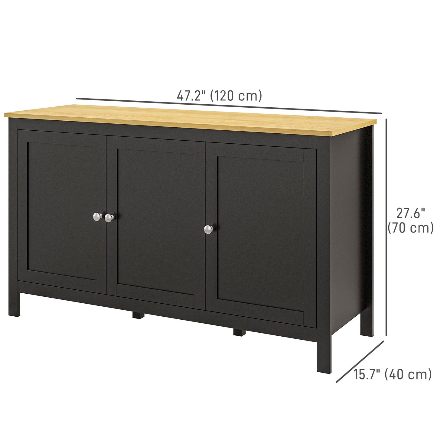 HOMCOM Sideboard, Buffet Cabinet with Doors and Adjustable Shelves for Living Room, Entryway, White and Natural