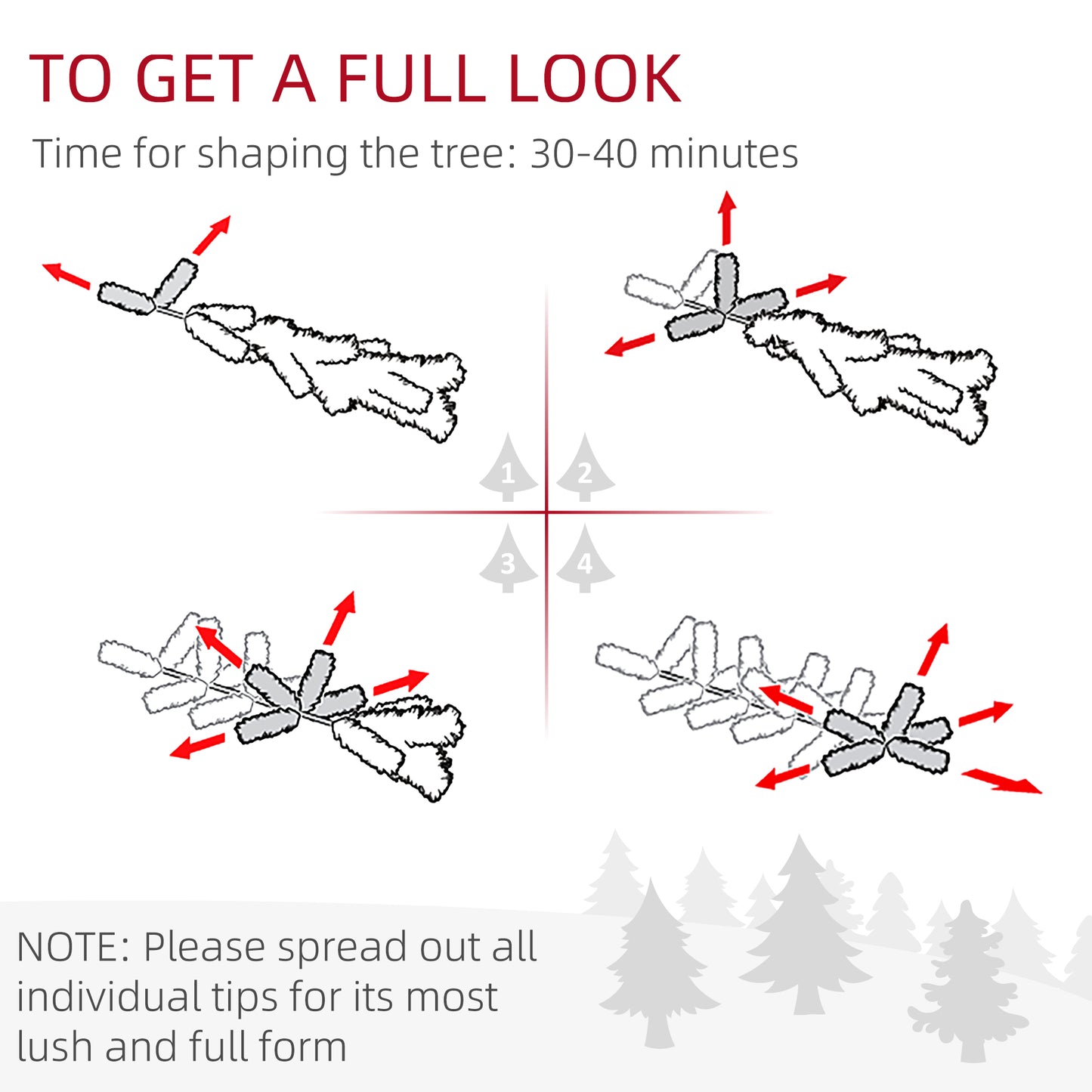 HOMCOM 6' Pre Lit Arctic Fir Artificial Flocked Christmas Trees, with Snow Branches, Warm White UL Listed Clear Lights