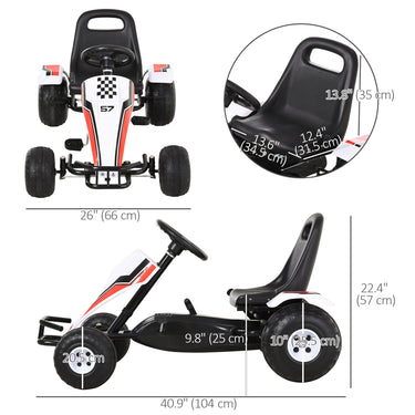 Aosom Kids Pedal Go Kart Children Racing Style Ride on Car with Adjustable Seat, Plastic Wheels, Handbrake and Shift Lever for 3-6 Years Old
