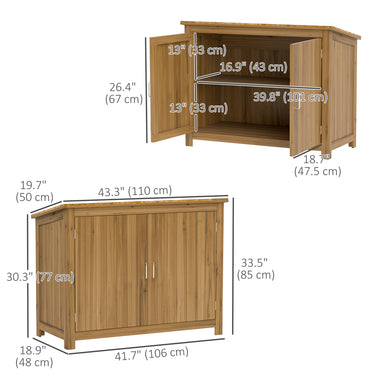 Outsunny Wooden Garden Shed, Compact Outdoor Storage Cabinet with 2 Shelves and 2 Doors for Patio, Deck, Lawn, 43" x 20" x 34"