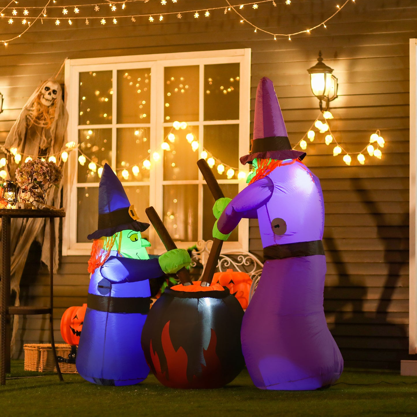HOMCOM Inflatable Halloween Decoration Haunted Tree with Owl/Ghost/Pumpkins, Blow-Up Outdoor LED Display for Lawn, Garden, Party