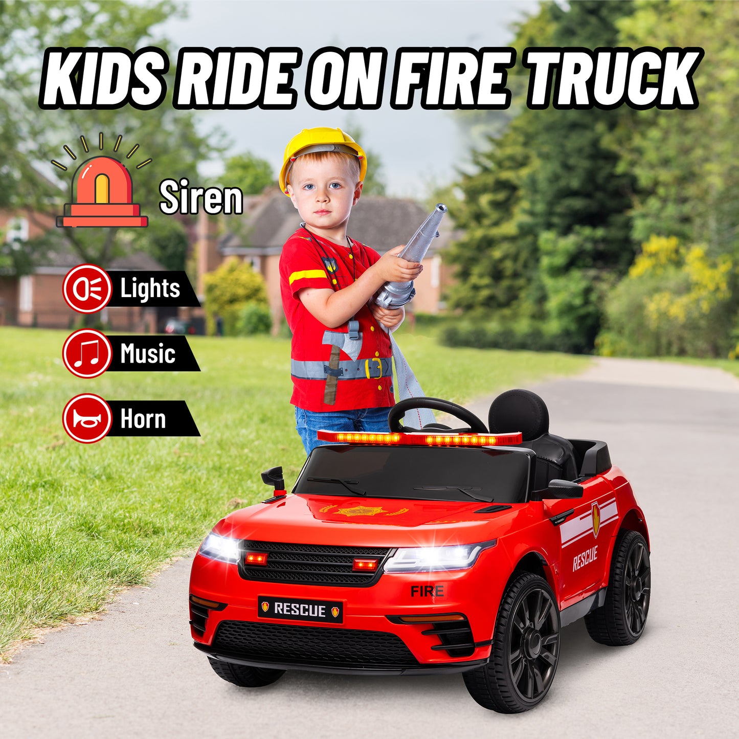 Qaba 12V Kids Electric Police Car w/ Remote Control, Spring Suspension, Transport Wheel, Siren, Music, Light, Horn, Black