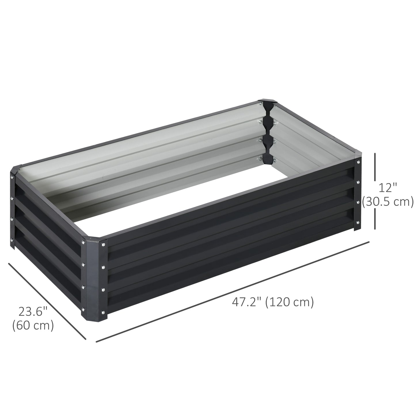 Outsunny Galvanized Raised Garden Bed, Outdoor Planter Box for Vegetables, Flowers, Herbs, 4' x 2' x 1', Grey