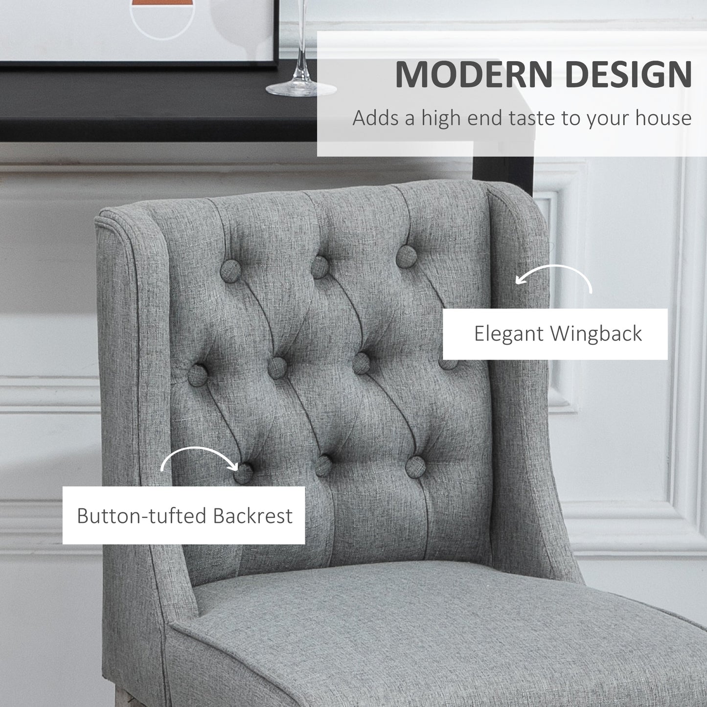 HOMCOM Set of 2 40Inch Button Tufted Bar stools High Counter Dining Height Chairs Grey