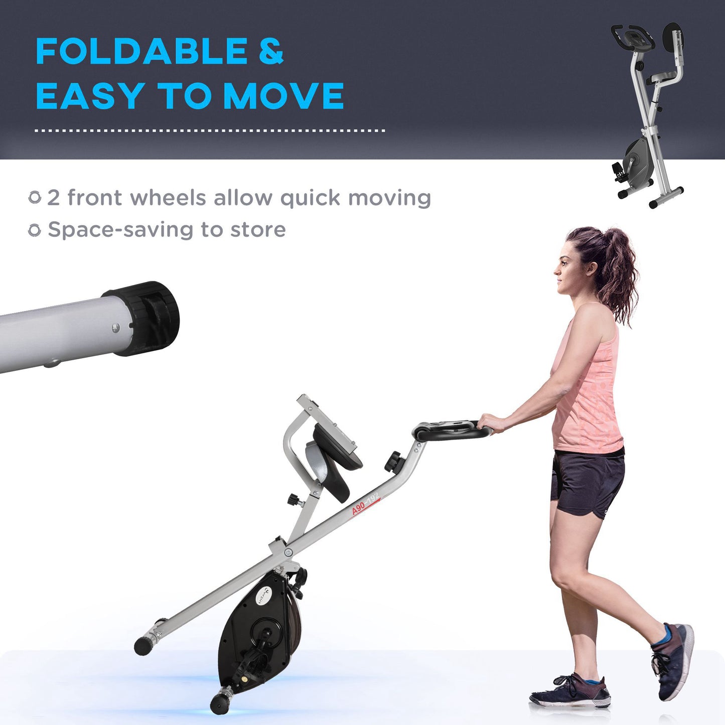Soozier Foldable Indoor Stationary Bike with 8 Levels of Magnetic Resistance, Exercise Bike for Cardio Workout, Red