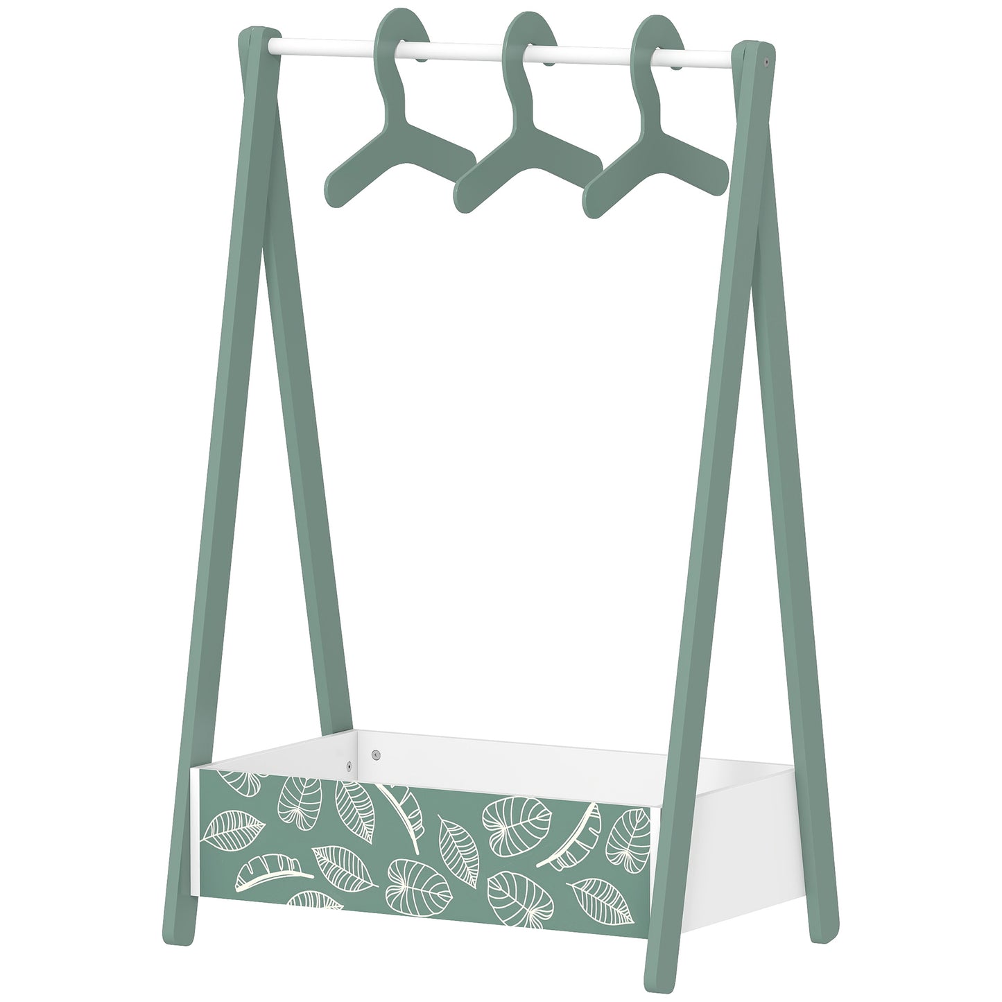 Qaba Kids Clothing Rack with Storage Shelf, Hangers, for Nursery Room, Living Room, Playroom, Pink