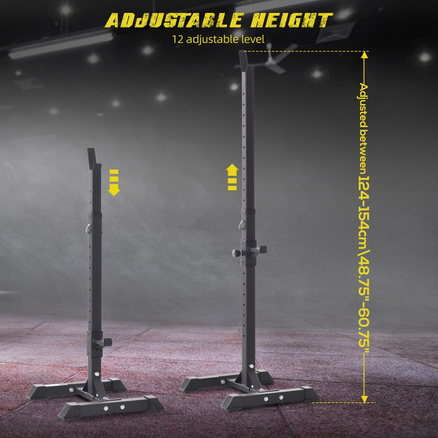 Soozier Adjustable Barbell Rack Stable Power Squat Stand Portable 2 Bars Barbell Holder Weight Rack, Black and White