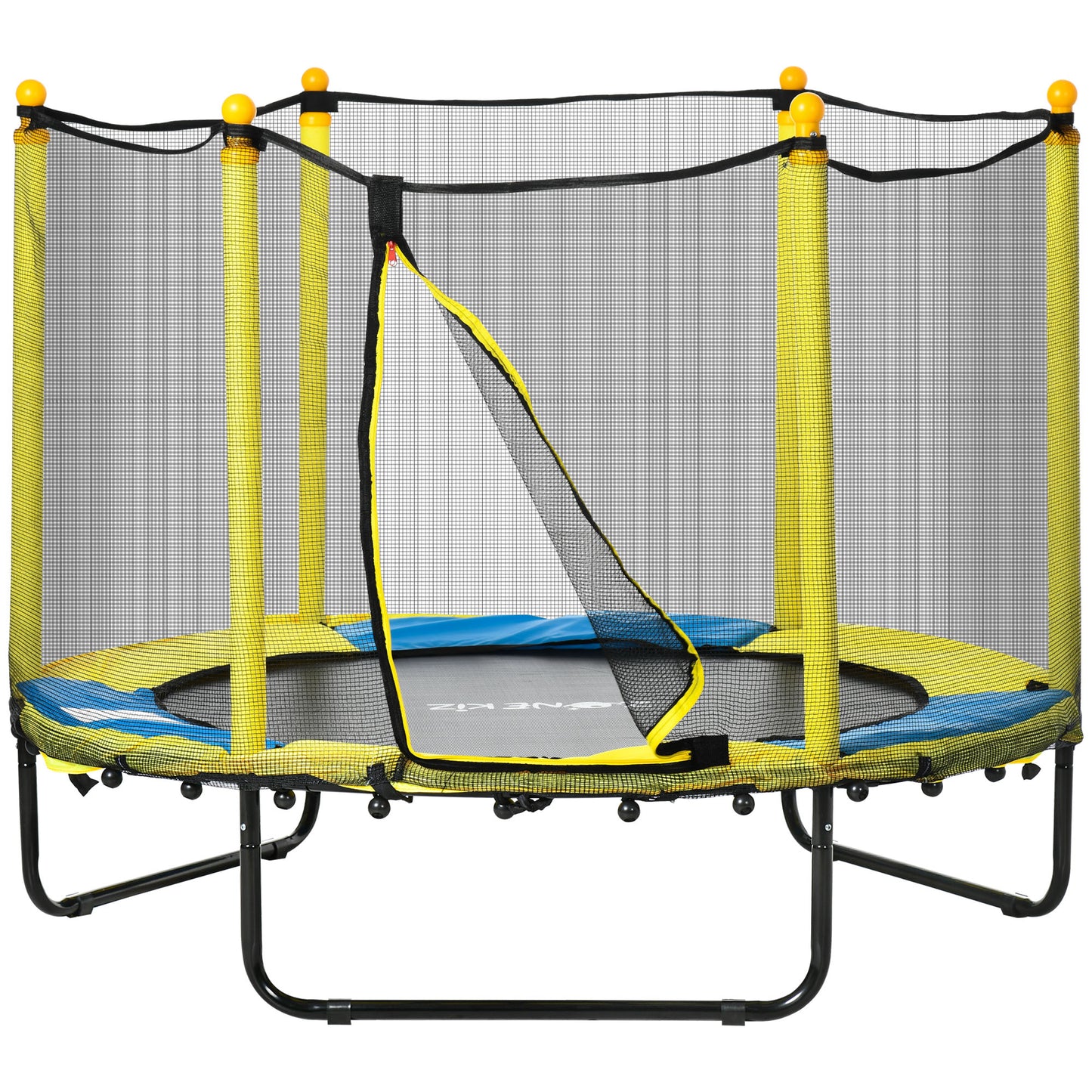 Qaba 4.6FT Trampoline for Kids with Enclosure Net for Ages 3-10, Indoor Outdoor Use, Black