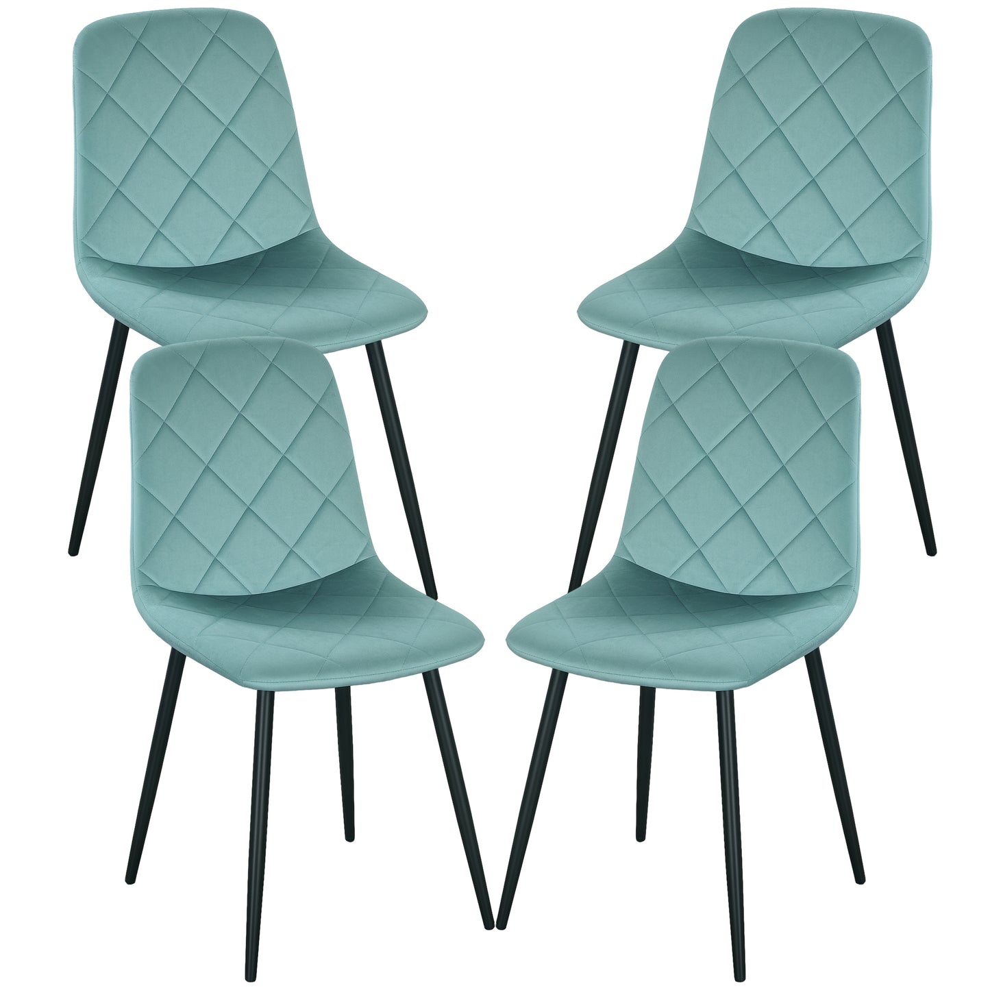 HOMCOM Dining Chairs Set of 4, Upholstered Dining Room Chairs with Steel Legs, Modern Kitchen Chair for Dining Room, Grey