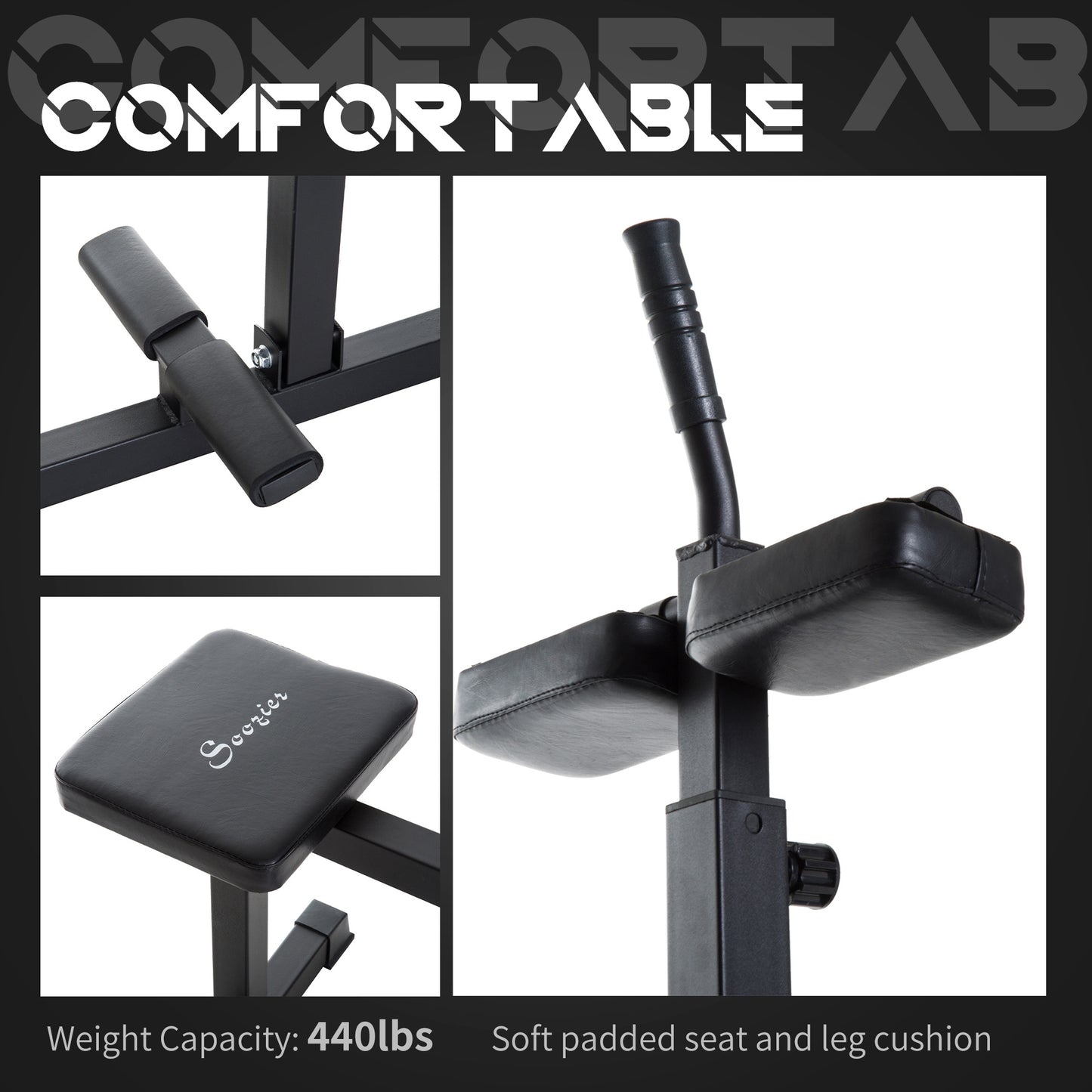 Soozier Adjustable Seated Calf Raise Machine, Steel Leg Press Machine, Strength Training Gym Equipment for Legs, Waist And Arms, Black