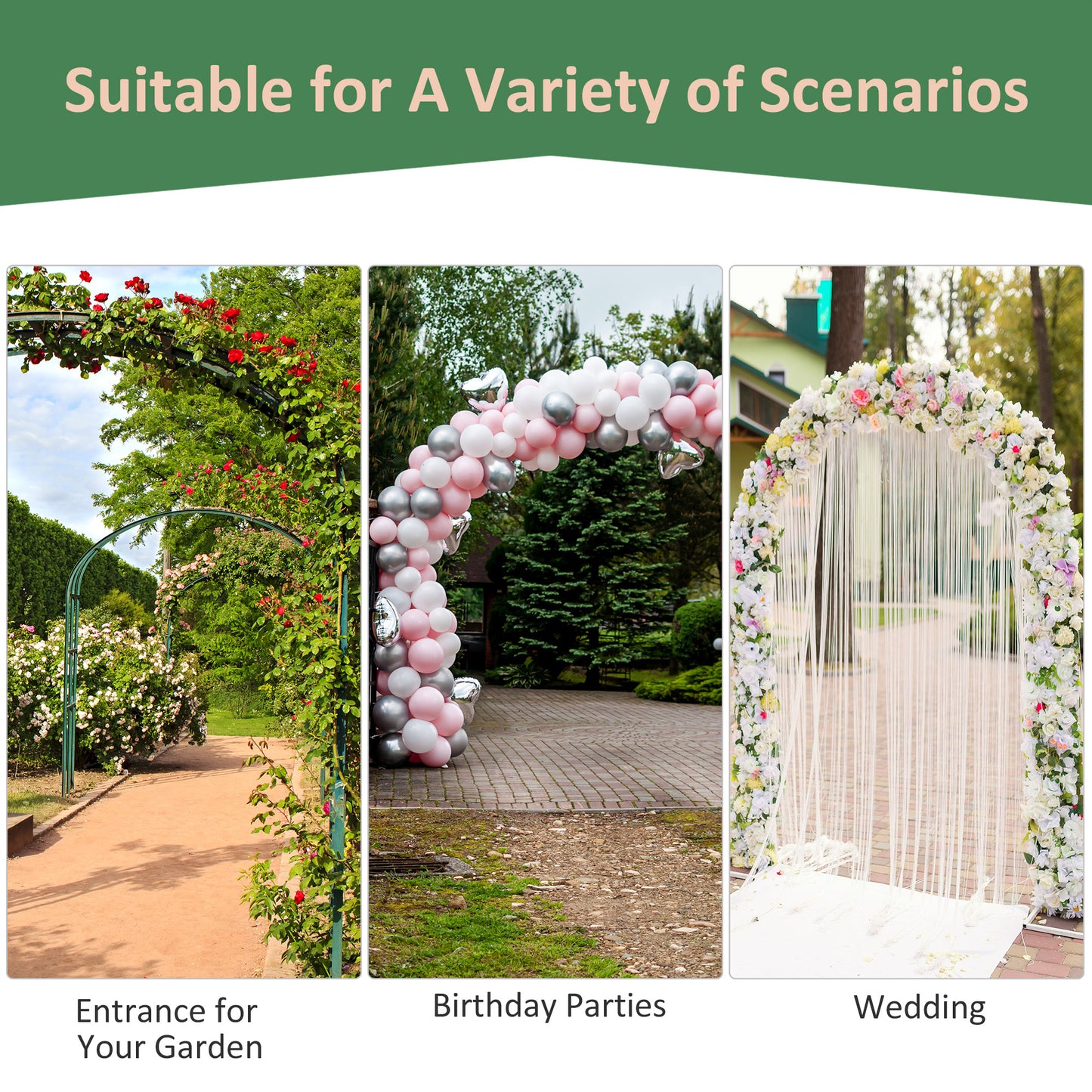 Outsunny 7Ft Outdoor Garden Arbor, Wedding Arch for Ceremony, Trellis with Scrollwork Design, Ideal for Climbing Vines and Plants, Black