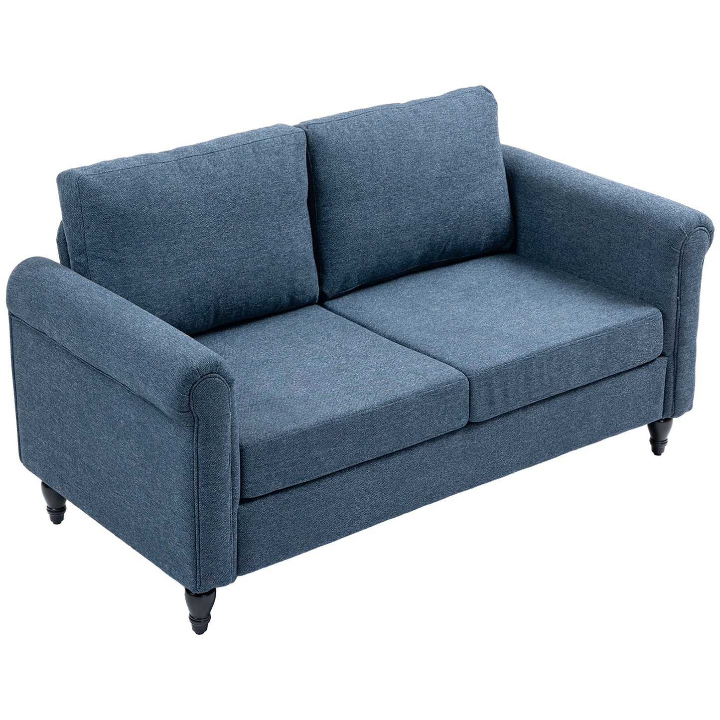 HOMCOM Vintage Loveseat, Upholstered Love Seat Furniture, Chenille-feel Fabric 2 Seater Sofa Couch with Rolled Arms, Gourd-Shaped Rubber Wood Legs for Living Room, Dark Grey