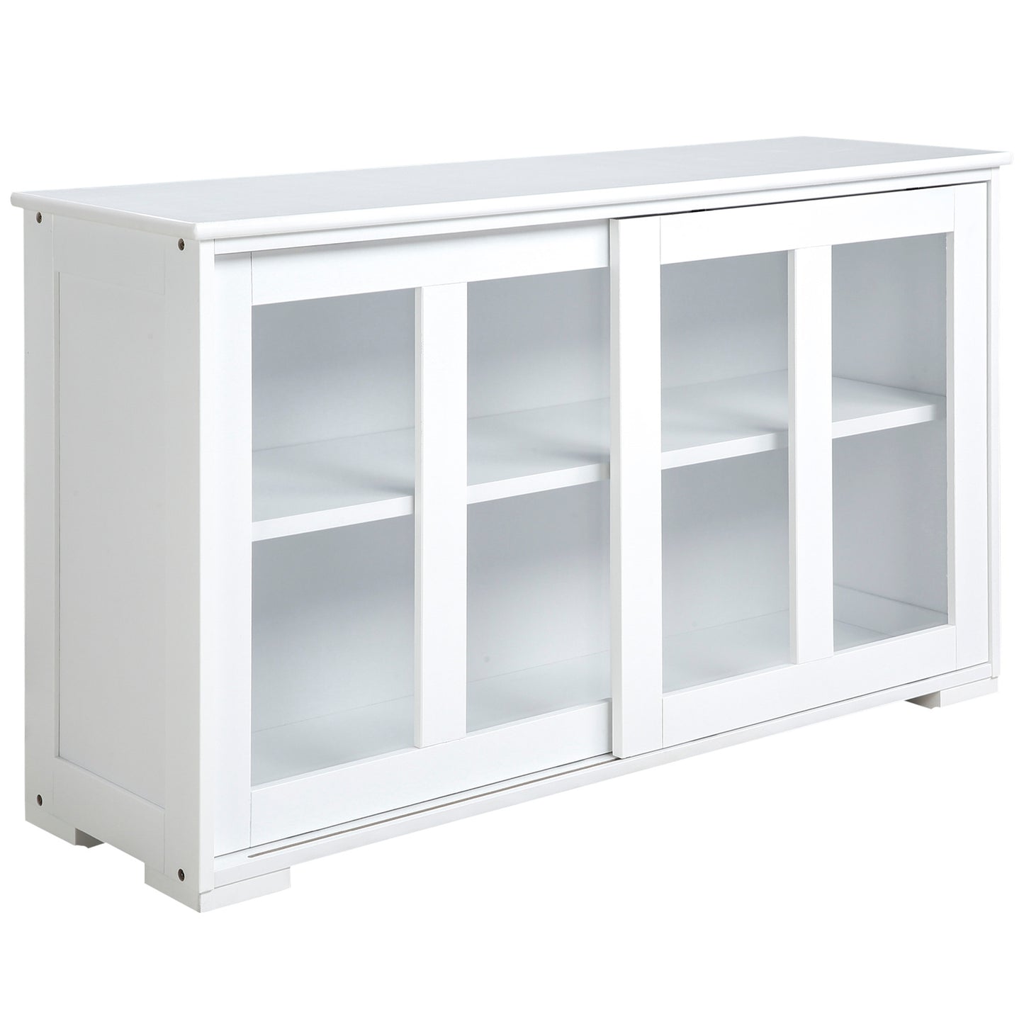 HOMCOM Kitchen Sideboard, Stackable Storage Cabinet, Sliding Glass Door Console, Serving Buffet for Kitchen & Dining Room