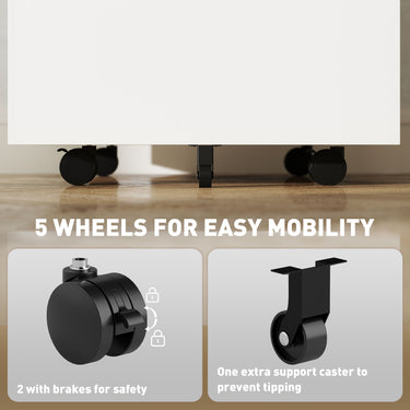 Vinsetto File Cabinet, Vertical Filing Cabinet with Adjustable Partition for A4 Letter Size, Lockable for Office, White