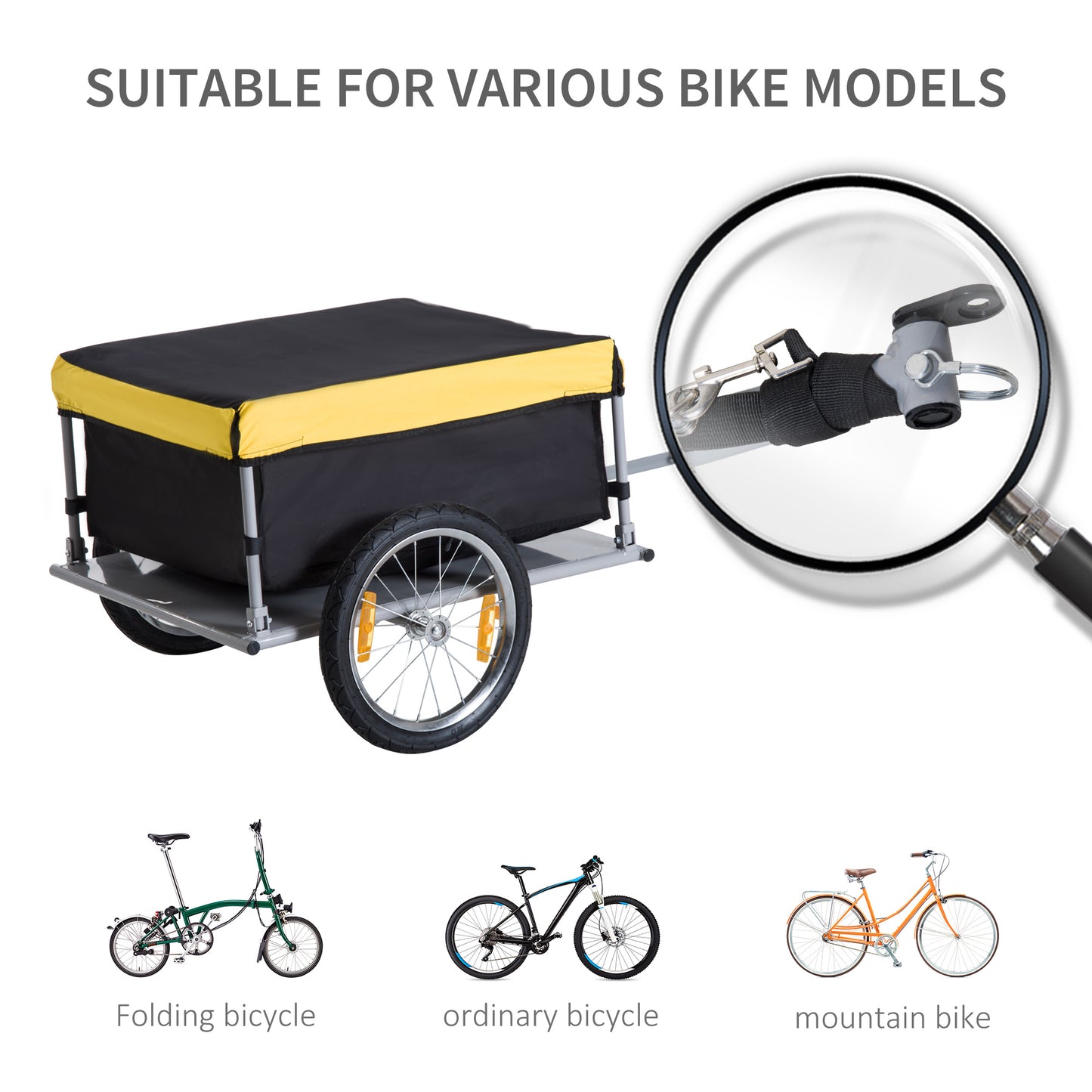 Aosom Bike Cargo Trailer Bicycle Luggage Carrier Cart with Cover Black Red