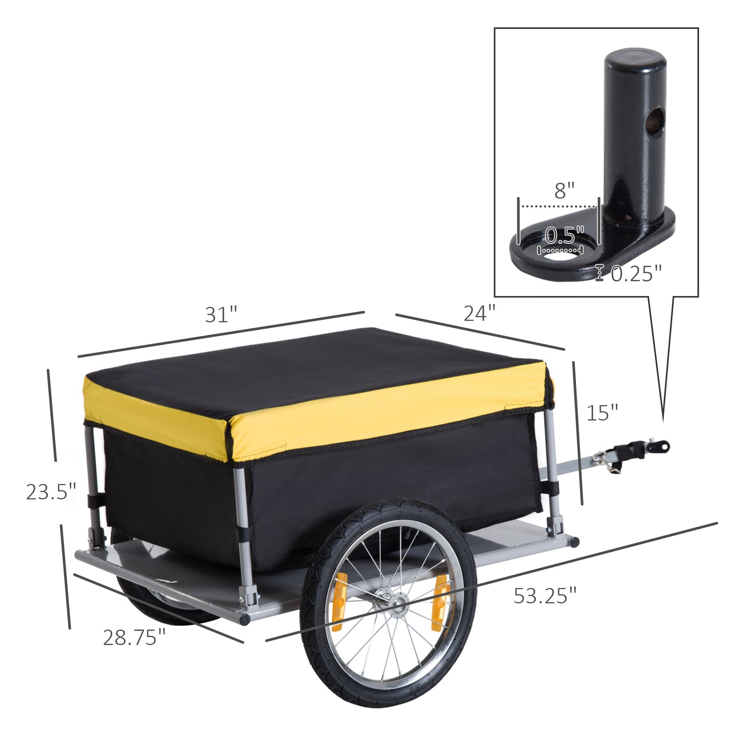 Aosom Bike Cargo Trailer Bicycle Luggage Carrier Cart with Cover Black Red