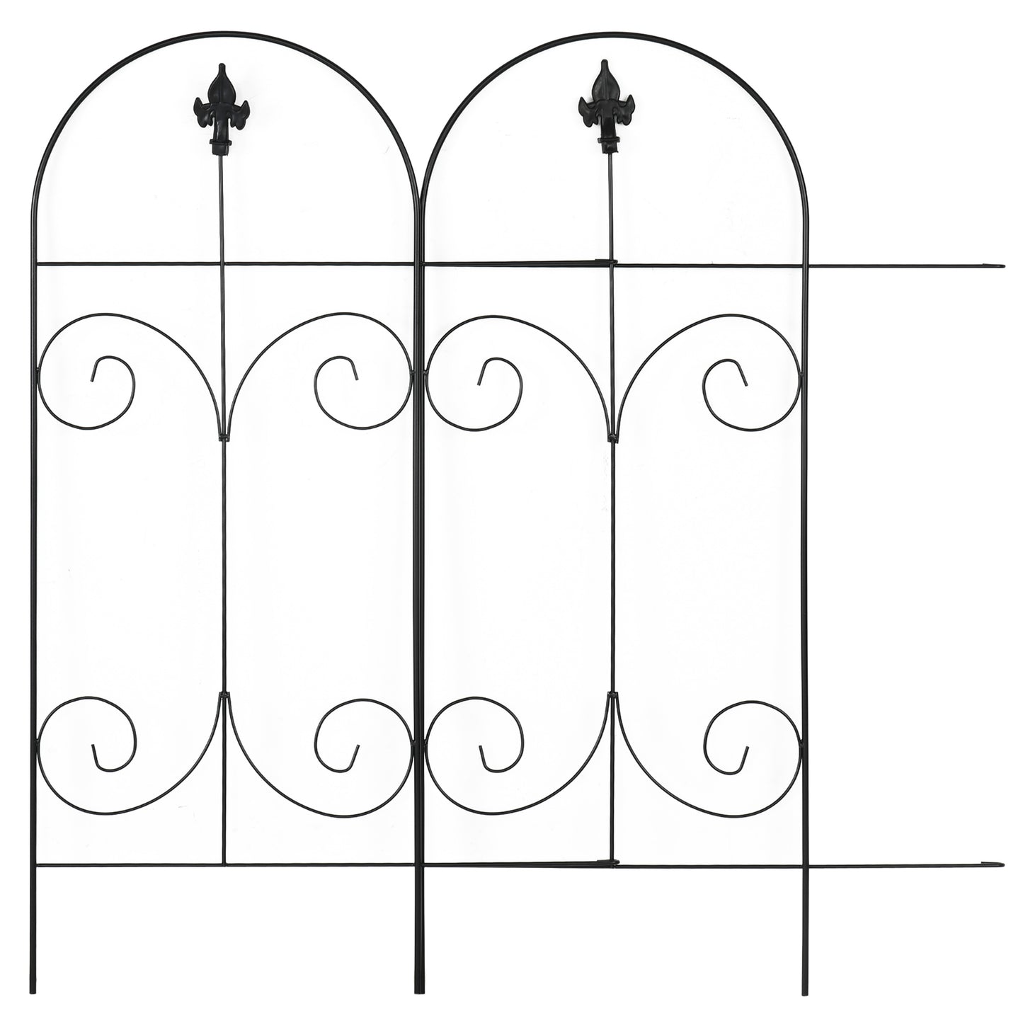 Outsunny Outdoor Metal Garden Fence Panels, Animal Barrier & Border Edging for Yard, Patio, 8 Pack, Scrollworks and Spears