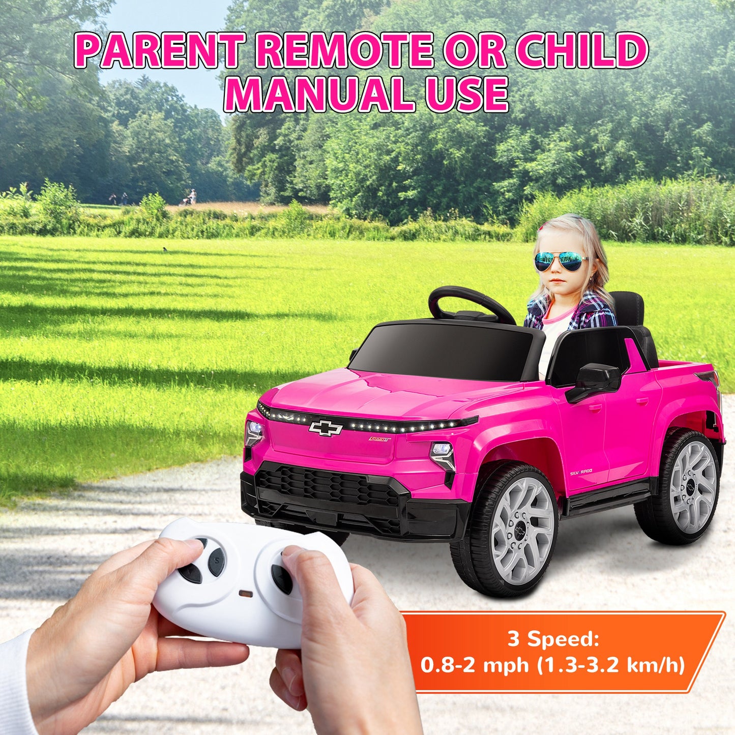 Qaba 12V CHEVROLET SILVERADO EV RST Licensed Kids Car w/ Remote, Spring Suspension, Soft Start, Training Wheels, Black